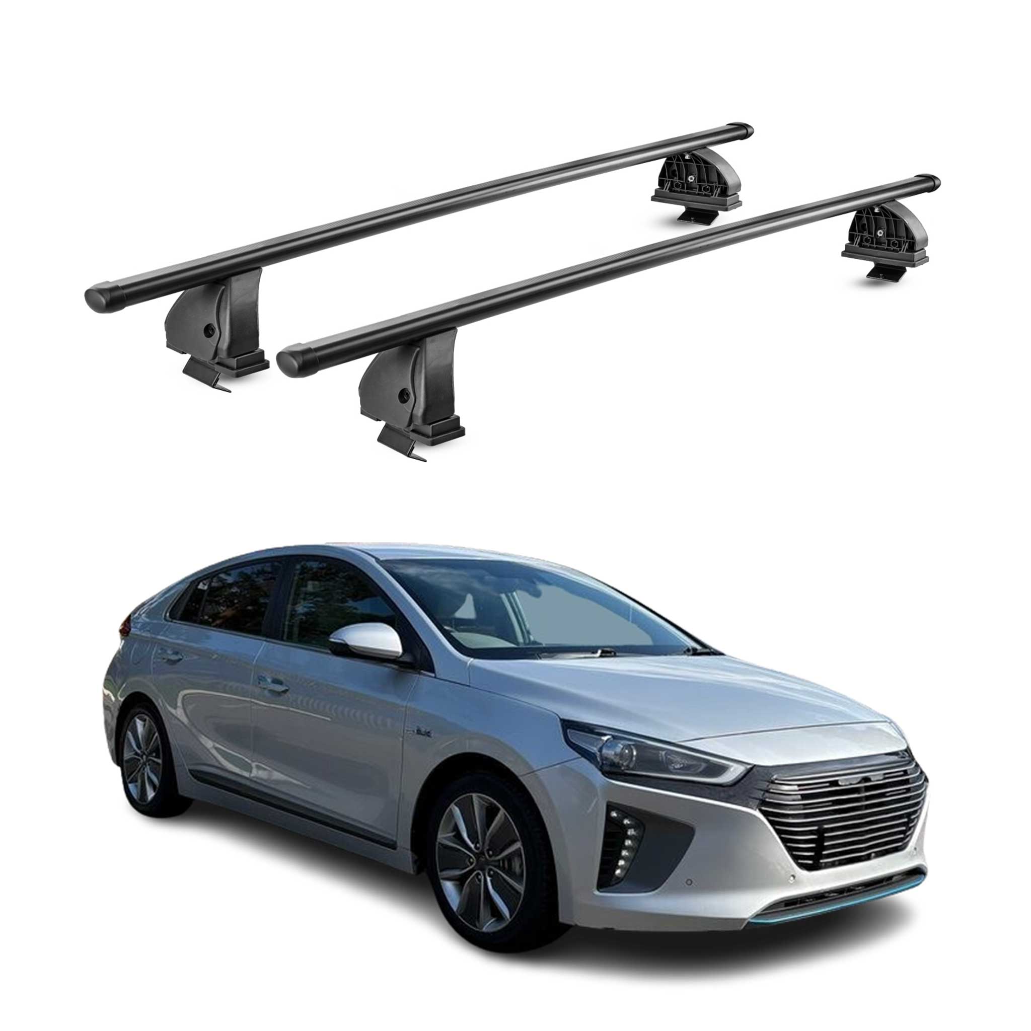 Barres de toit transversales acier pour Hyundai Ioniq 2017-2022 TÜV Noir 2Pcs