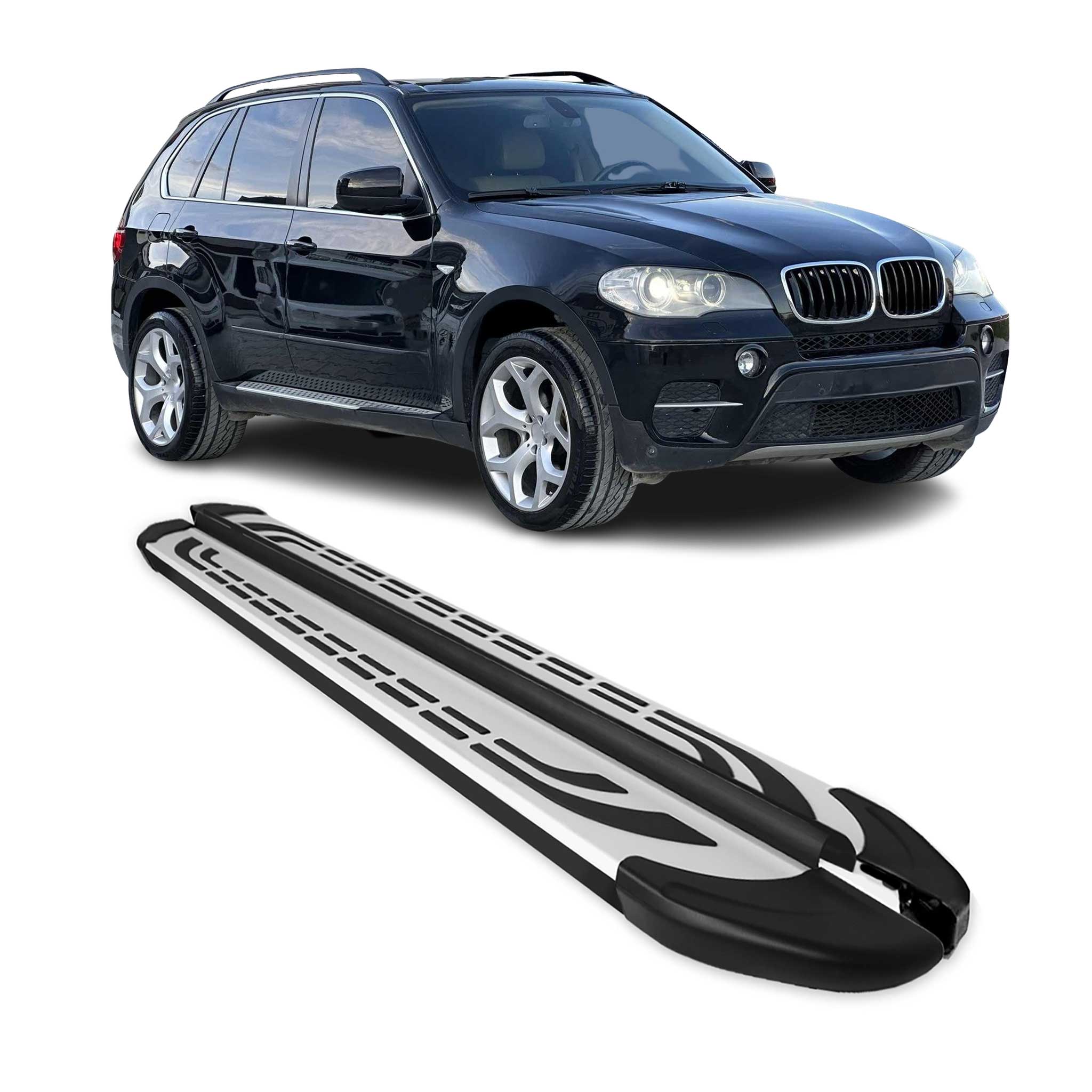 Marchepieds latéraux pédale pour BMW X5 E70 2006-2013 Aluminium Gris Noir 2x