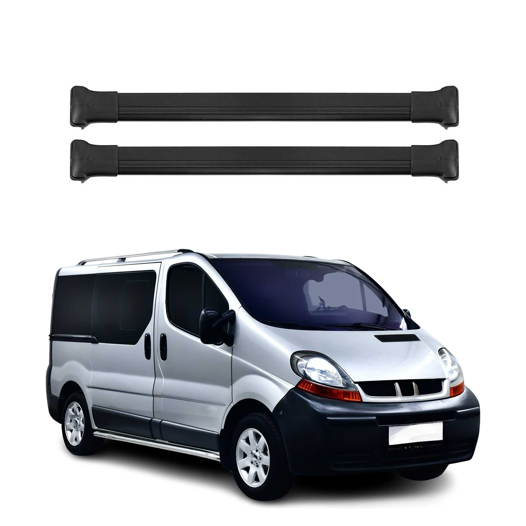 Barres de Toit Transversales pour Renault Trafic 2001-2014 2pcs Alu Noir ABE