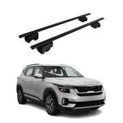 Barres de toit Transversales pour Kia Seltos 2020-2023 Fer Noir ABE