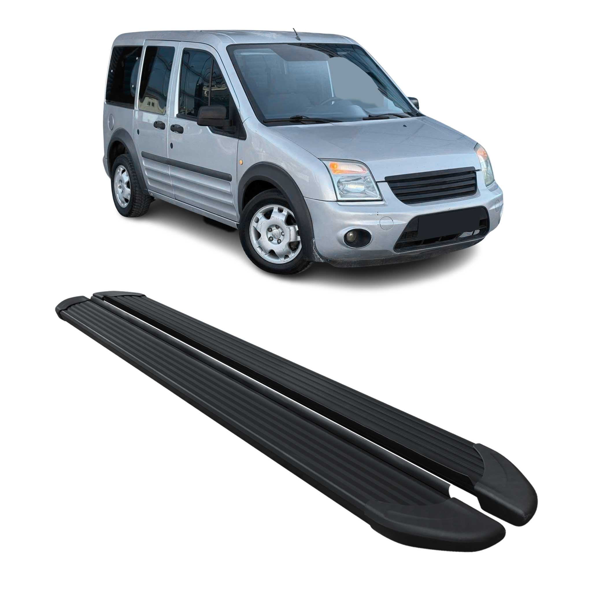 Marchepieds Latéraux pour Ford Connect 2002-2013 Aluminium Noir L1 Court 2Pcs