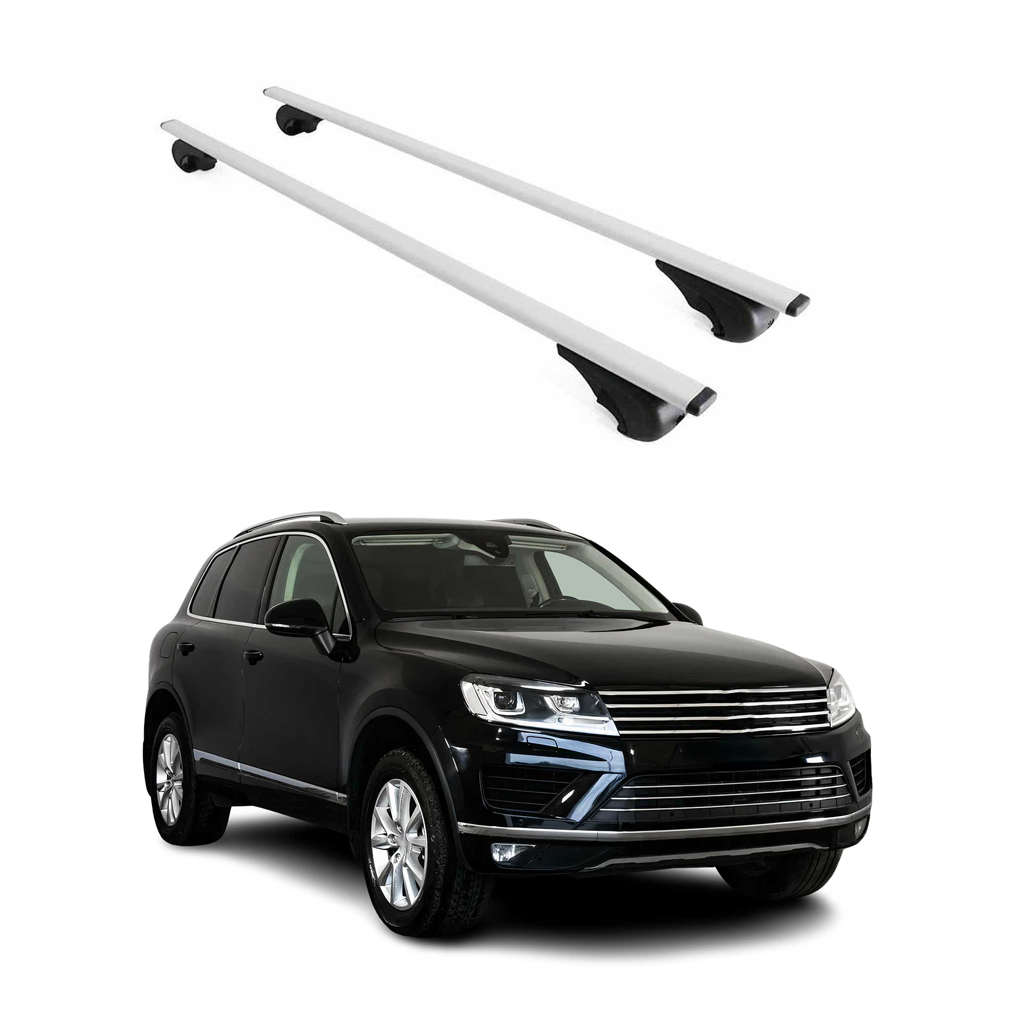 Barres de toit Transversales pour VW Touareg 2010-2018 Fer Argent