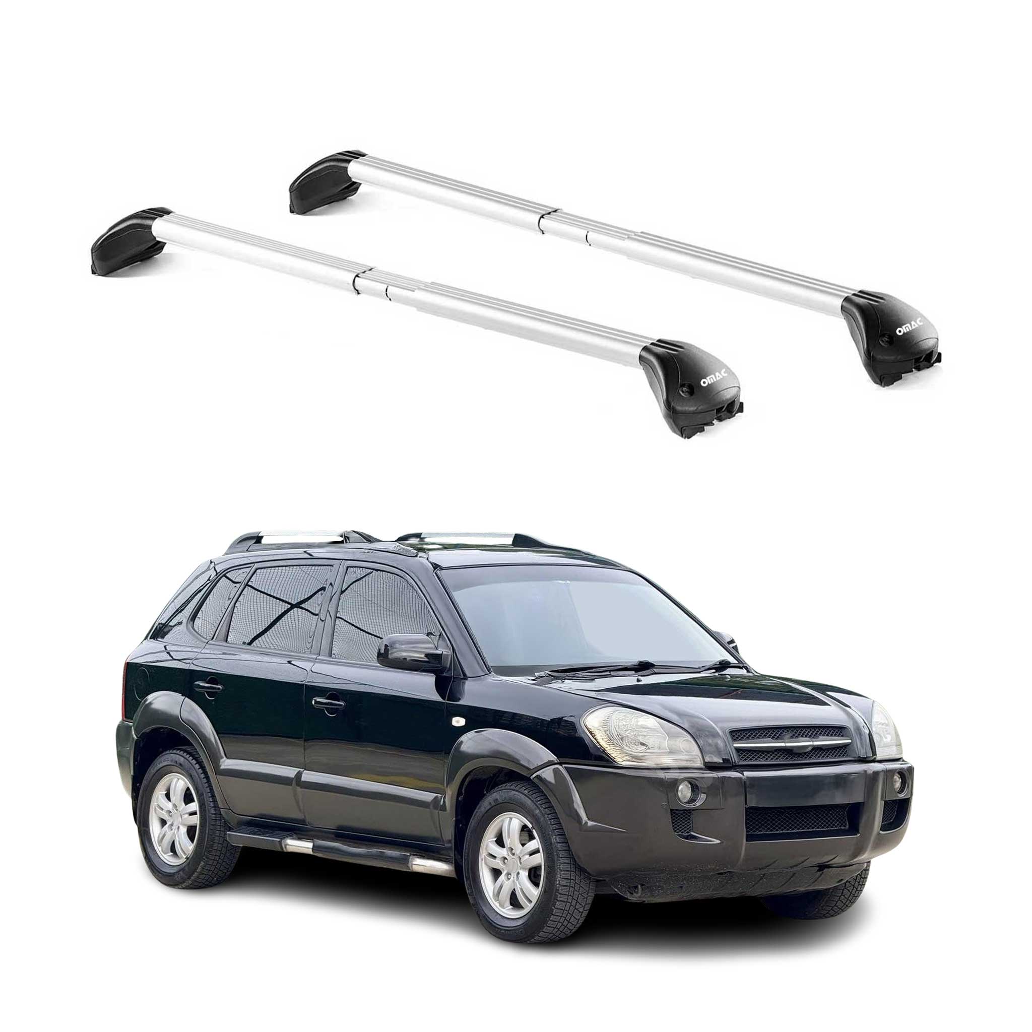 Barres de toit pour Hyundai Tucson JM 2004-2009 5P Gris Argenté 2 pièces ABE