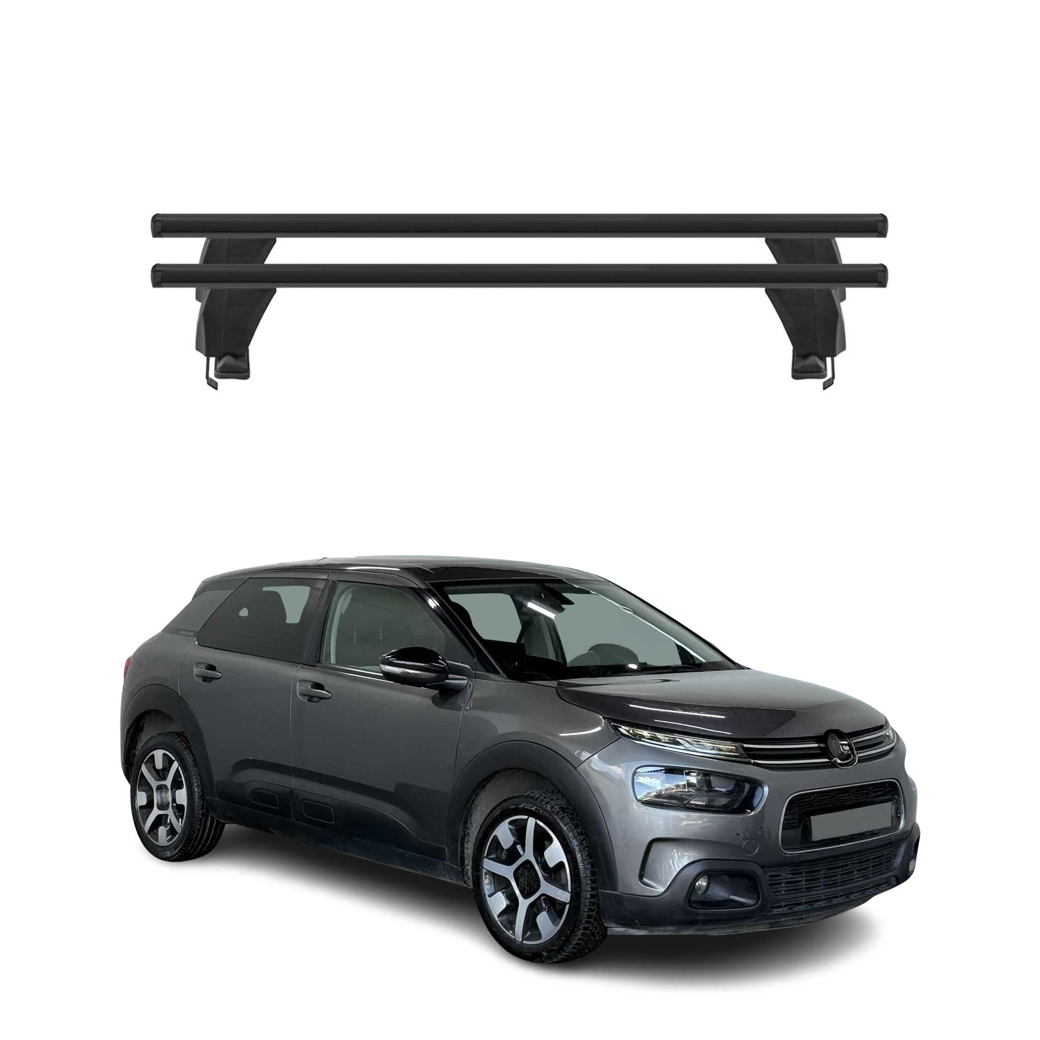 Barres de toit Transversales pour Citroen C4 Cactus II 2018-2024 Alu Noir 2x