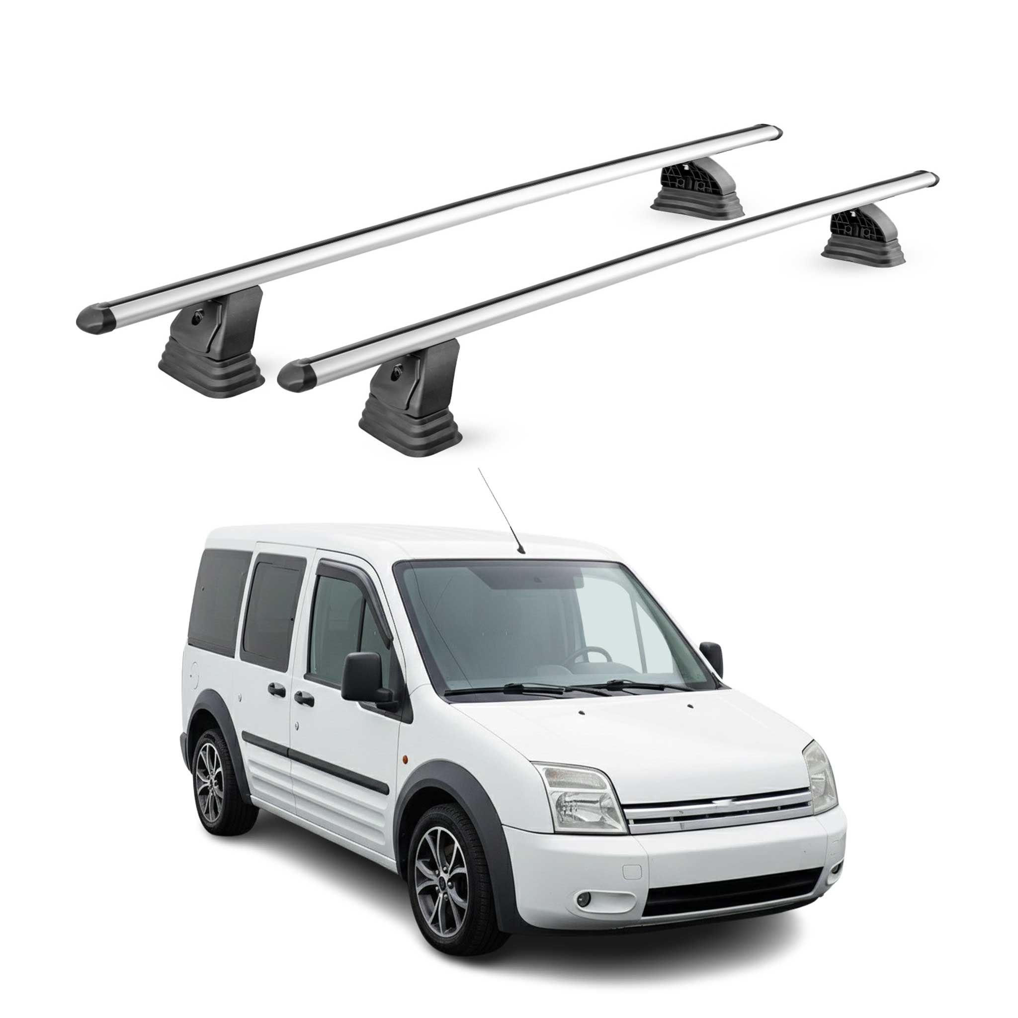 Barres de toit transversales Alu pour Ford Connect I 2002-2013 TÜV 75 kg Gris 2x