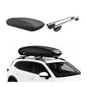 Coffre de Toit 400L + Alu Barres de Toit pour VW Passat B8 Variant 2014-19 Gris