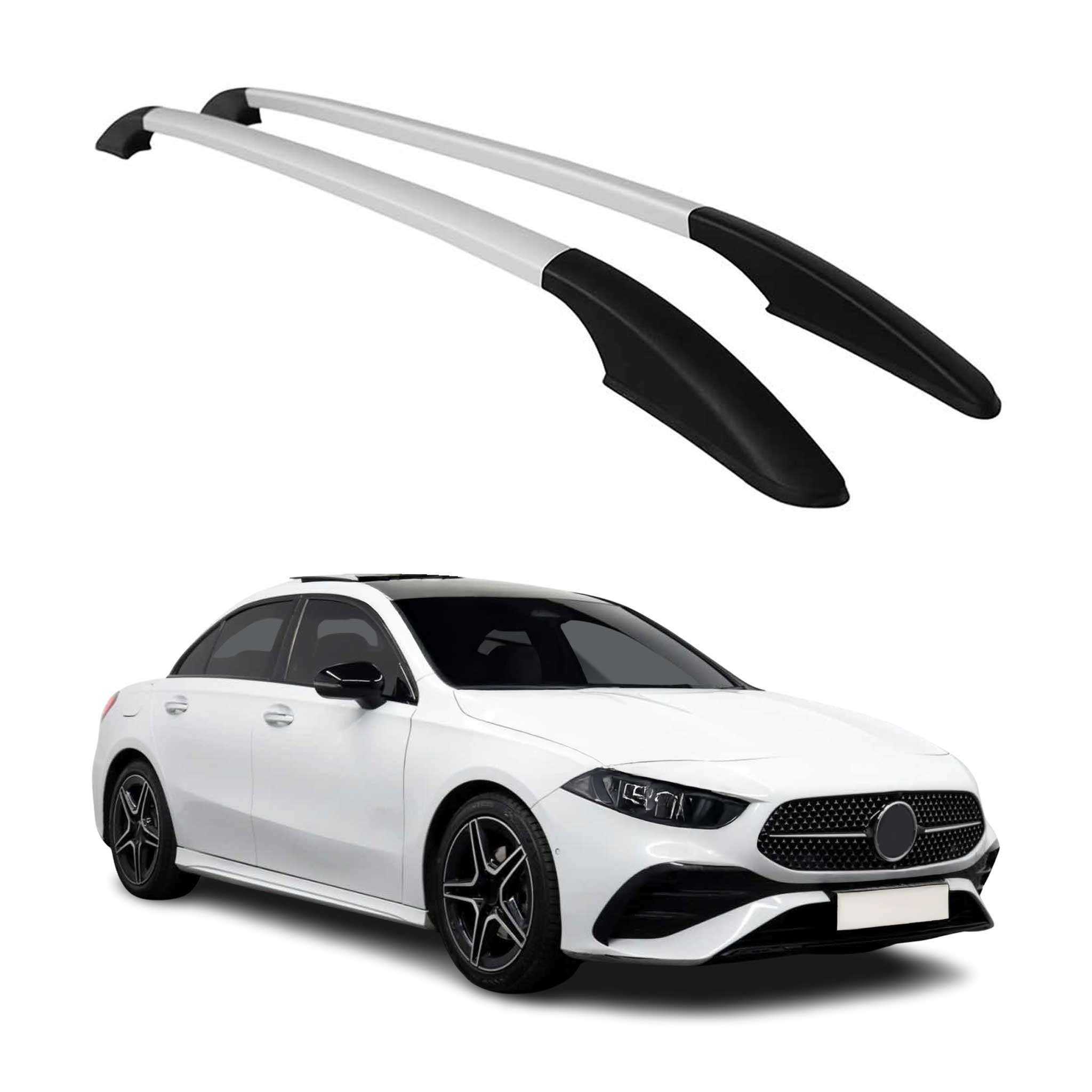 Barres de toit longitudinales pour Mercedes A Klasse W177 2018-2026 en Alu gris