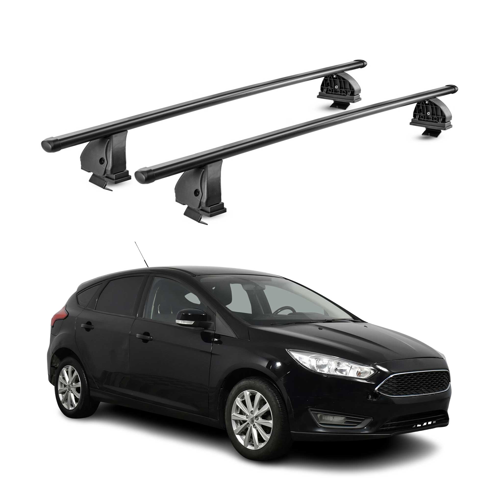 Barres de toit transversales acier pour Ford Focus III HB Break 2011-2018 Noir