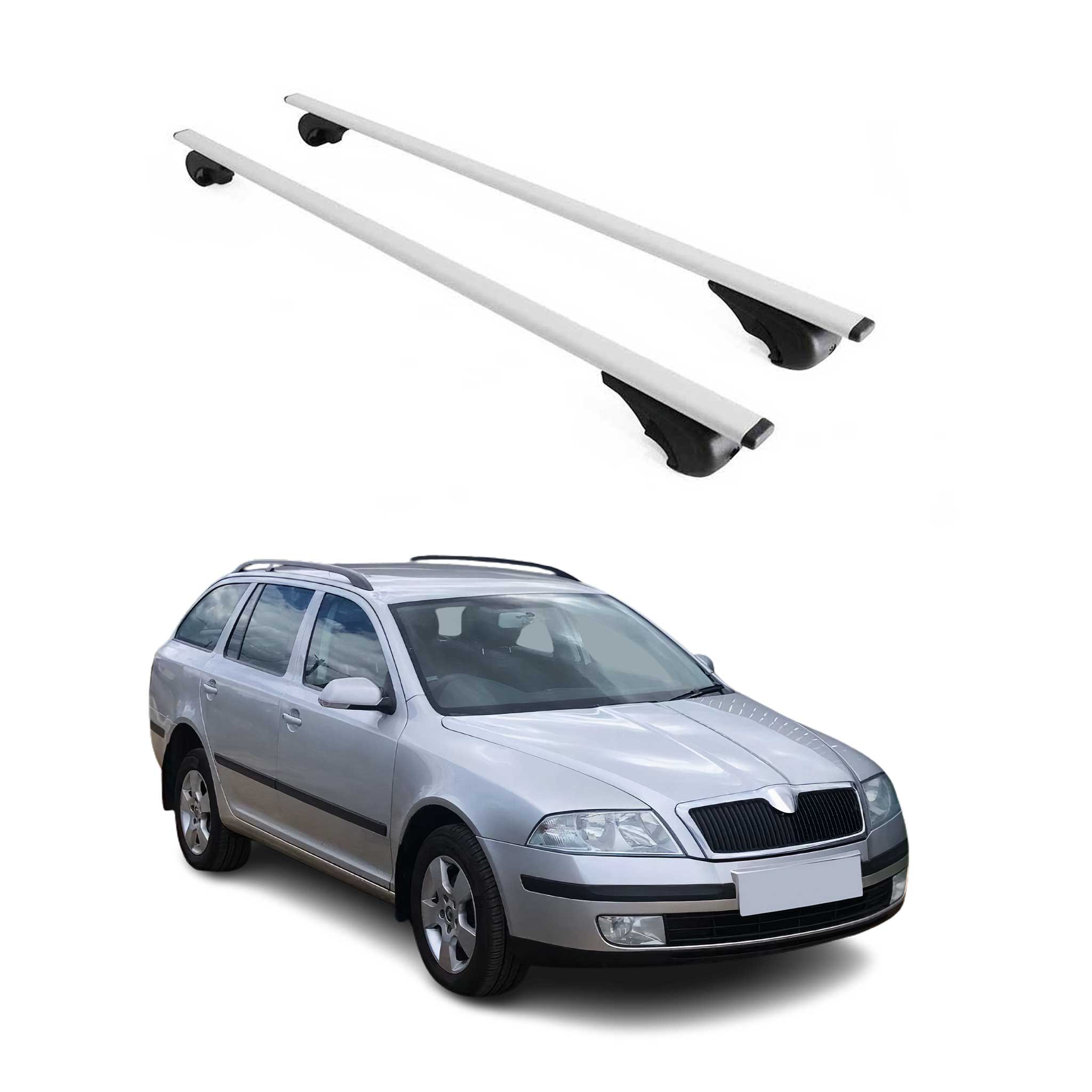 Barres de toit Transversales pour Skoda Octavia Break 2004-2012 Fer Argent