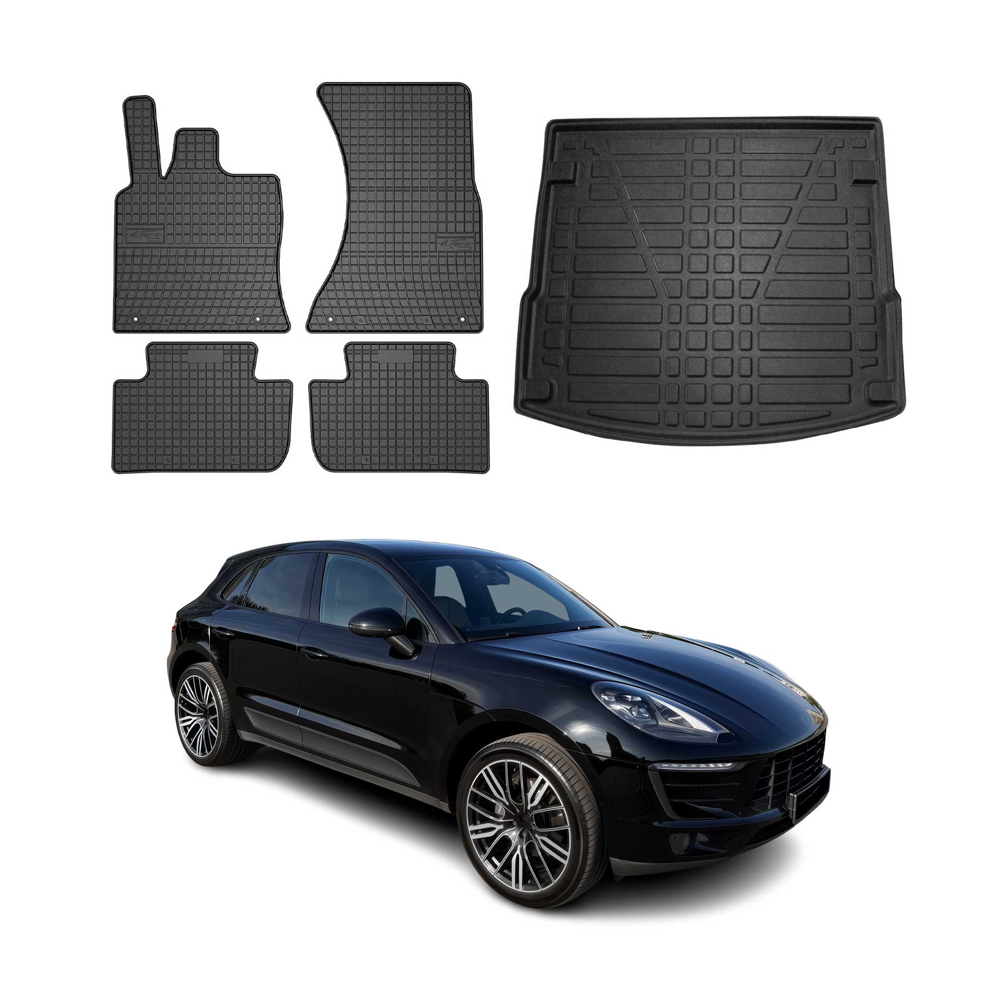 Kit Tapis de sol et coffre pour Porsche Macan 2015-2026 TPE Noir