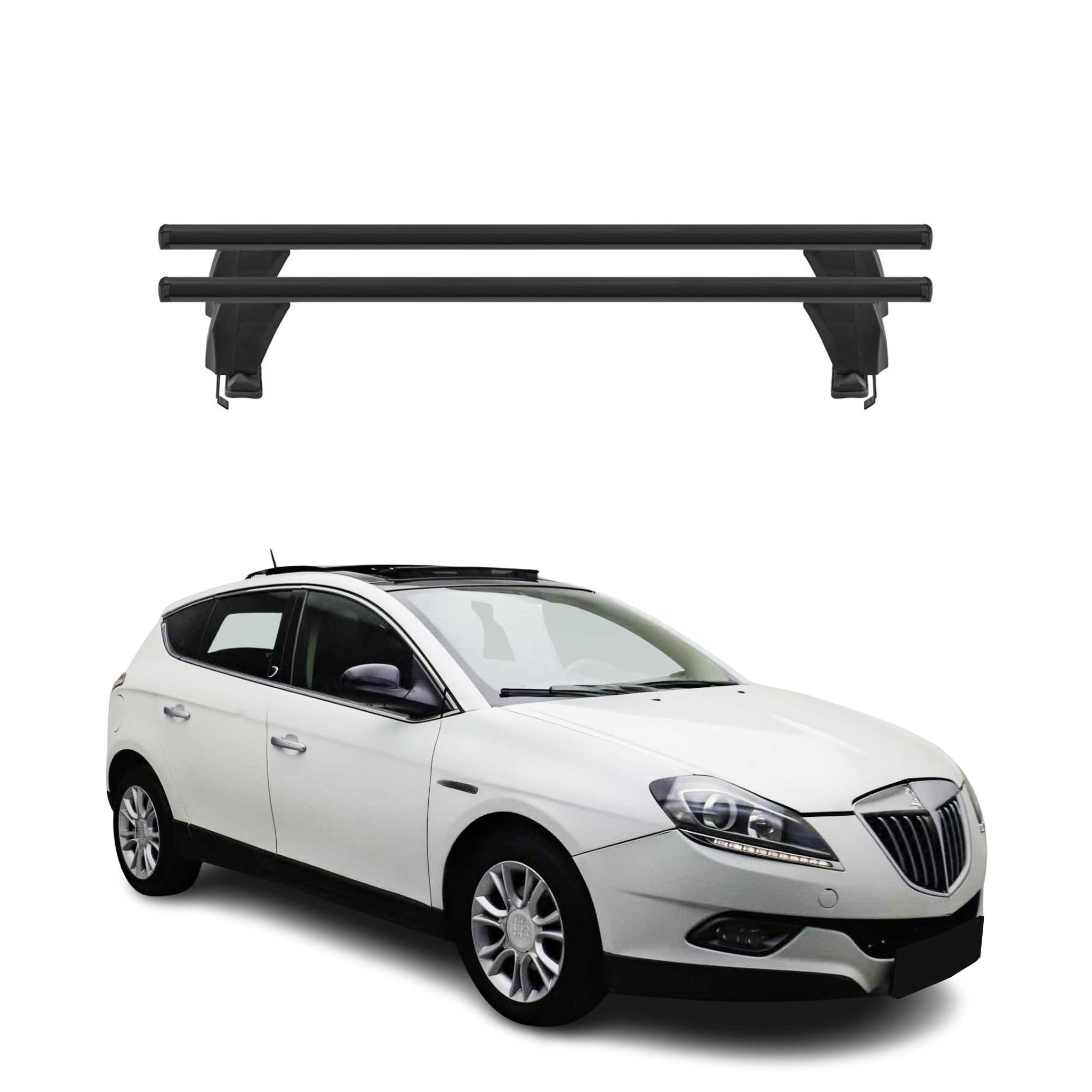 Menabo Barres de toit Transversales pour Lancia Delta III 2008-2015 Alu Noir ABE