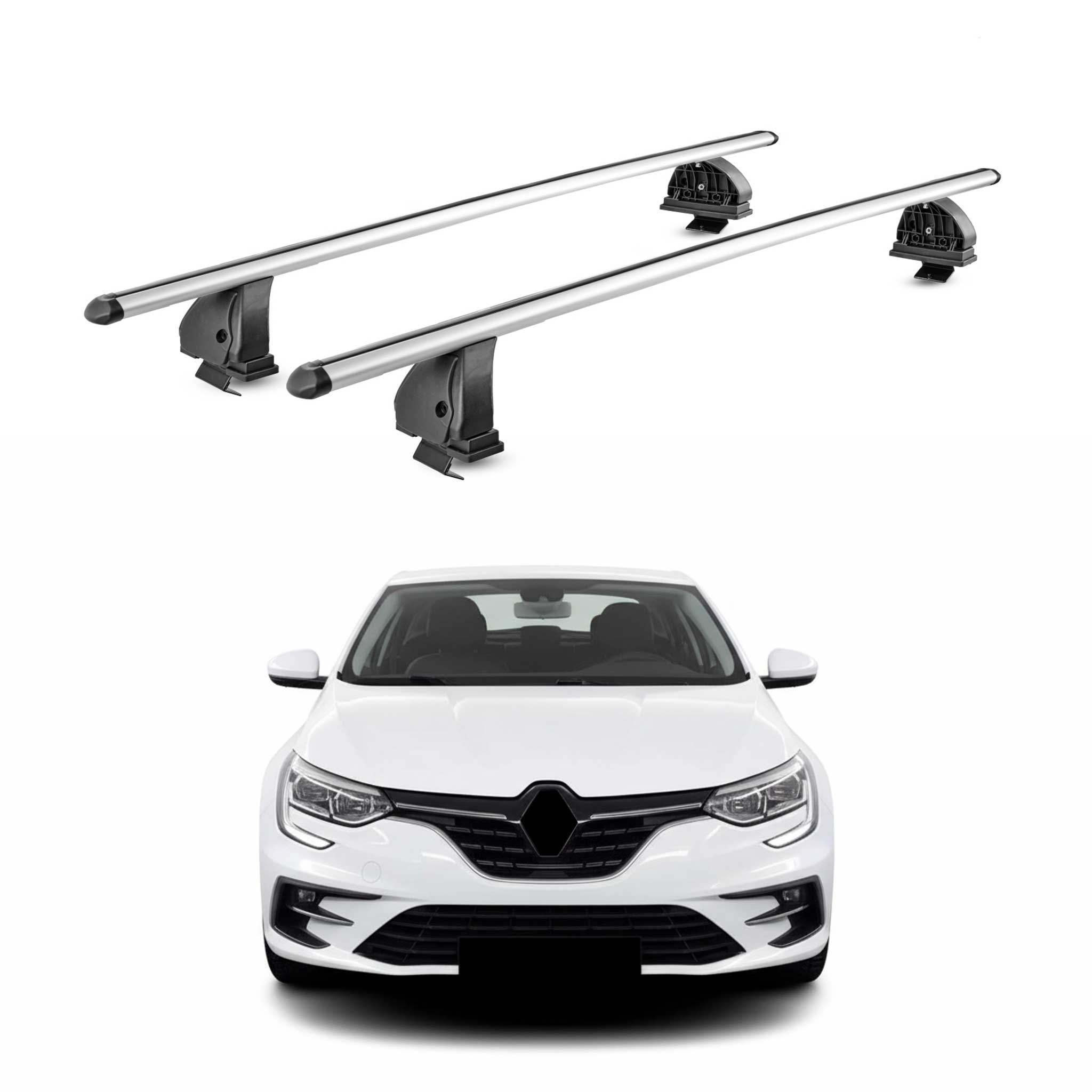 Barres de toit Alu pour Renault Megane IV HB Break 2016-24 5Portes TÜV Gris 2Pcs