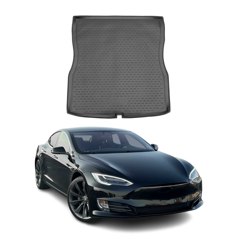 Tapis de Coffre pour Tesla Model S 2012-2022 en Caoutchouc Noir
