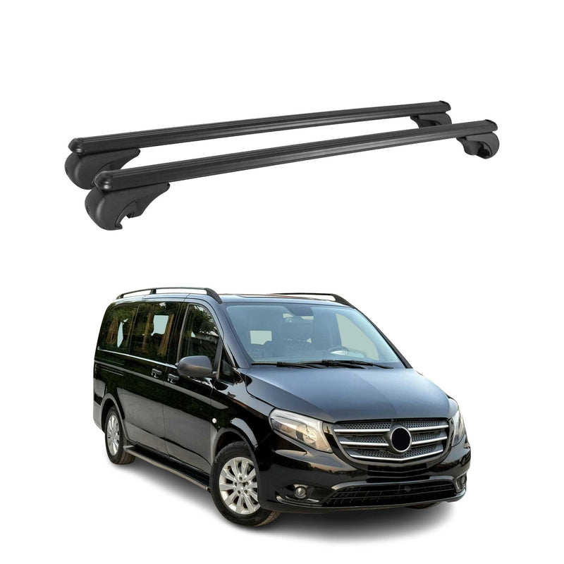 Barres de toit Transversales pour Mercedes Vito W447 2014-2025 Aluminium Noir