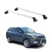 Barres de toit pour Ssangyong XLV 2016-2021 5P Gris Argenté 2 pièces ABE