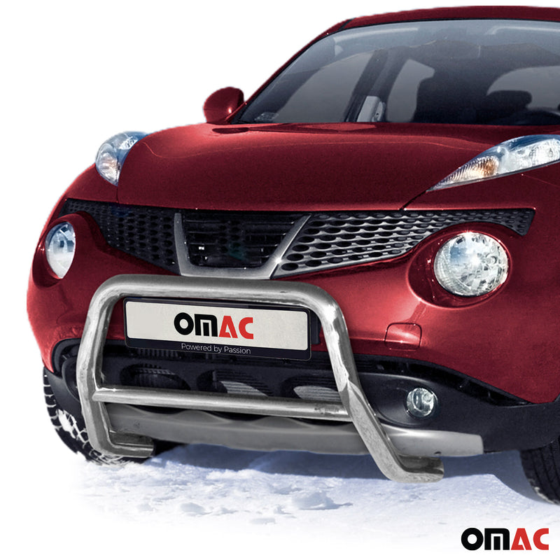 Pare-Buffle Avant Pour Nissan Juke 2010-2014 en Acier Inoxy Argent