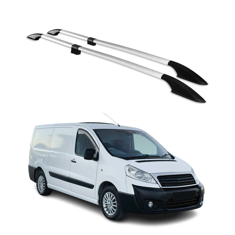 Barres de toit longitudinales pour Fiat Scudo 2006-2016 L2 Long Aluminium Gris