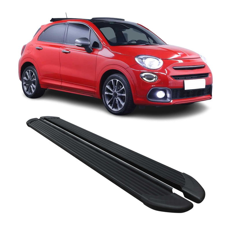 Marchepieds Latéraux pédale pour Fiat 500X 2015-2025 Noir Aluminium 2Pcs