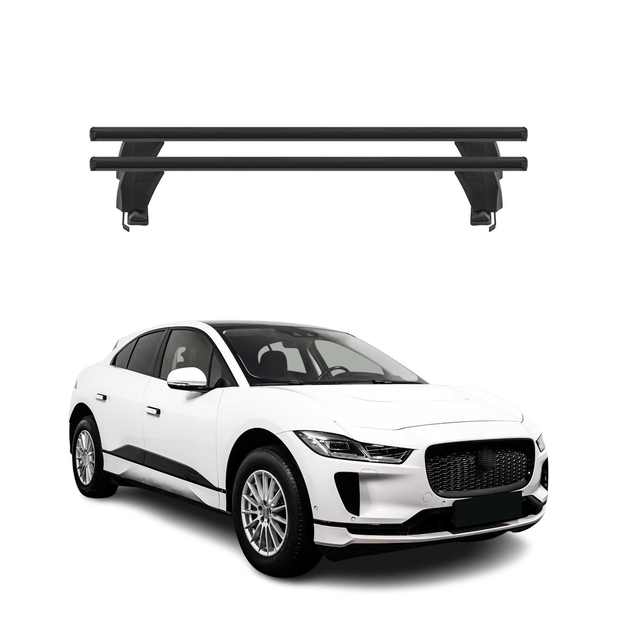 Menabo Barres de toit Transversales pour Jaguar I-Pace 2018-2024 Noir ABE 2x