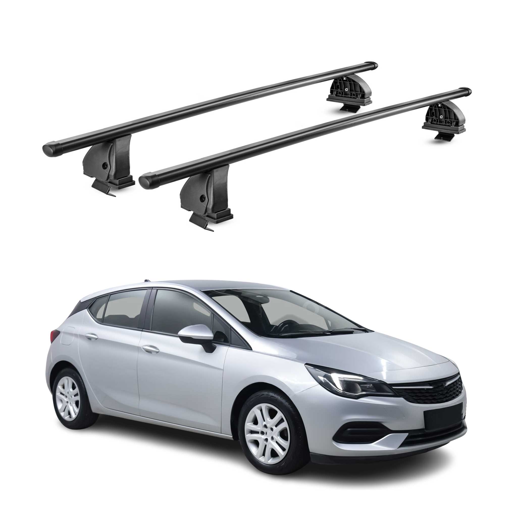Barres de toit transversales acier pour Opel Astra K 2015-2021 TÜV 75 kg Noir 2x