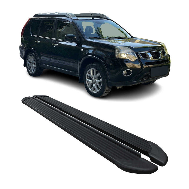 Marchepieds Latéraux pour Nissan X-Trail T31 2007-2014 Noir Aluminium 2Pcs