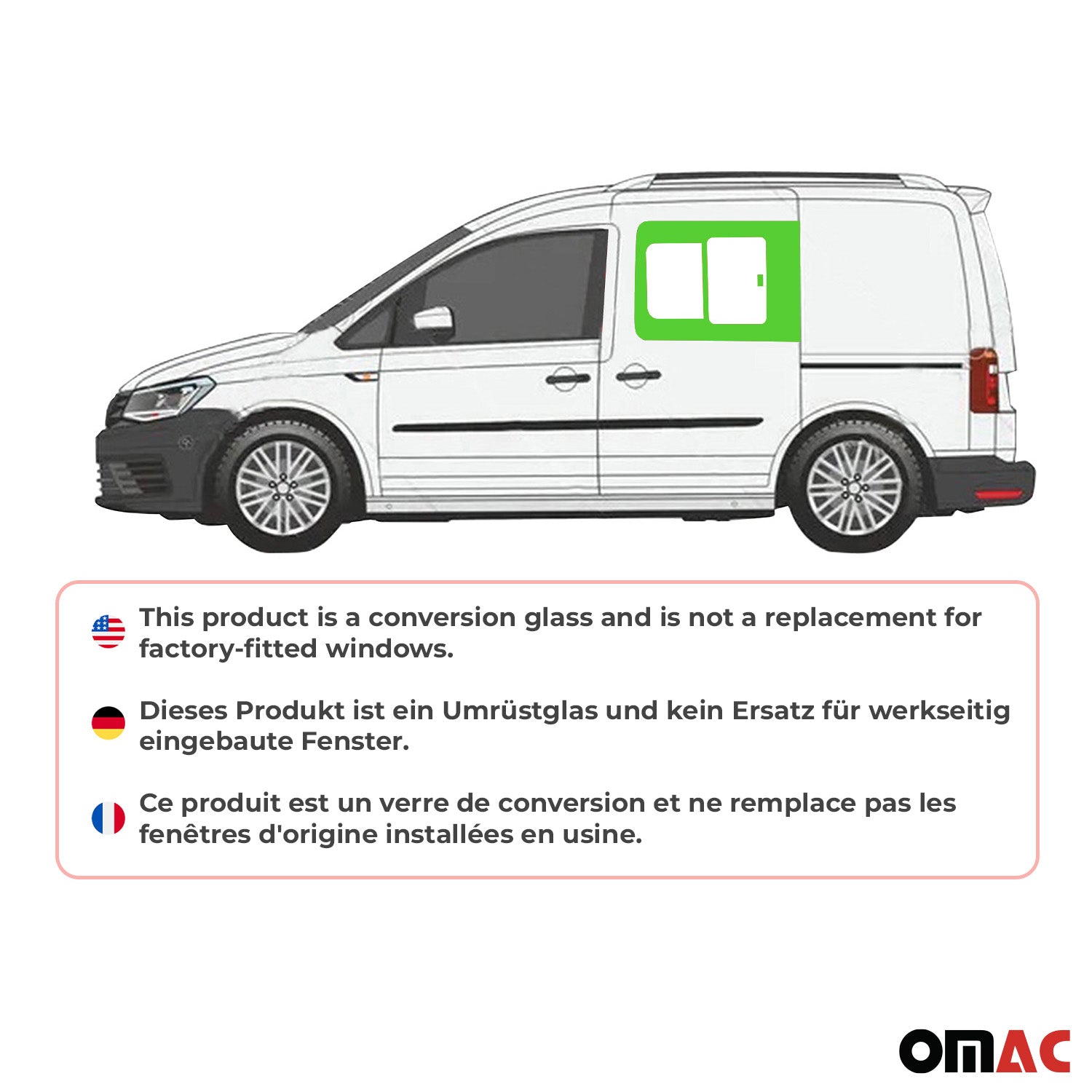 Vitre de Porte pour VW Caddy 2003-2020 L1 Avant Gauche Fenêtre coulissante
