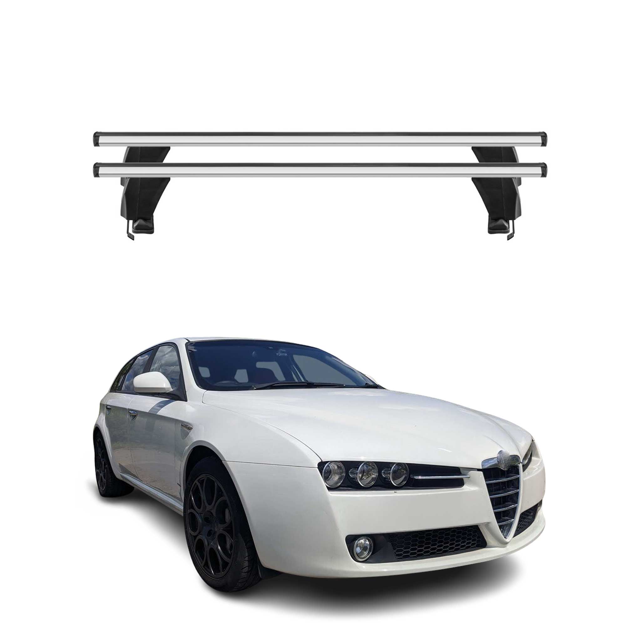 Menabo Barres de transversales pour Alfa Romeo 159 Sportwagon 2005-2012 Gris 2x