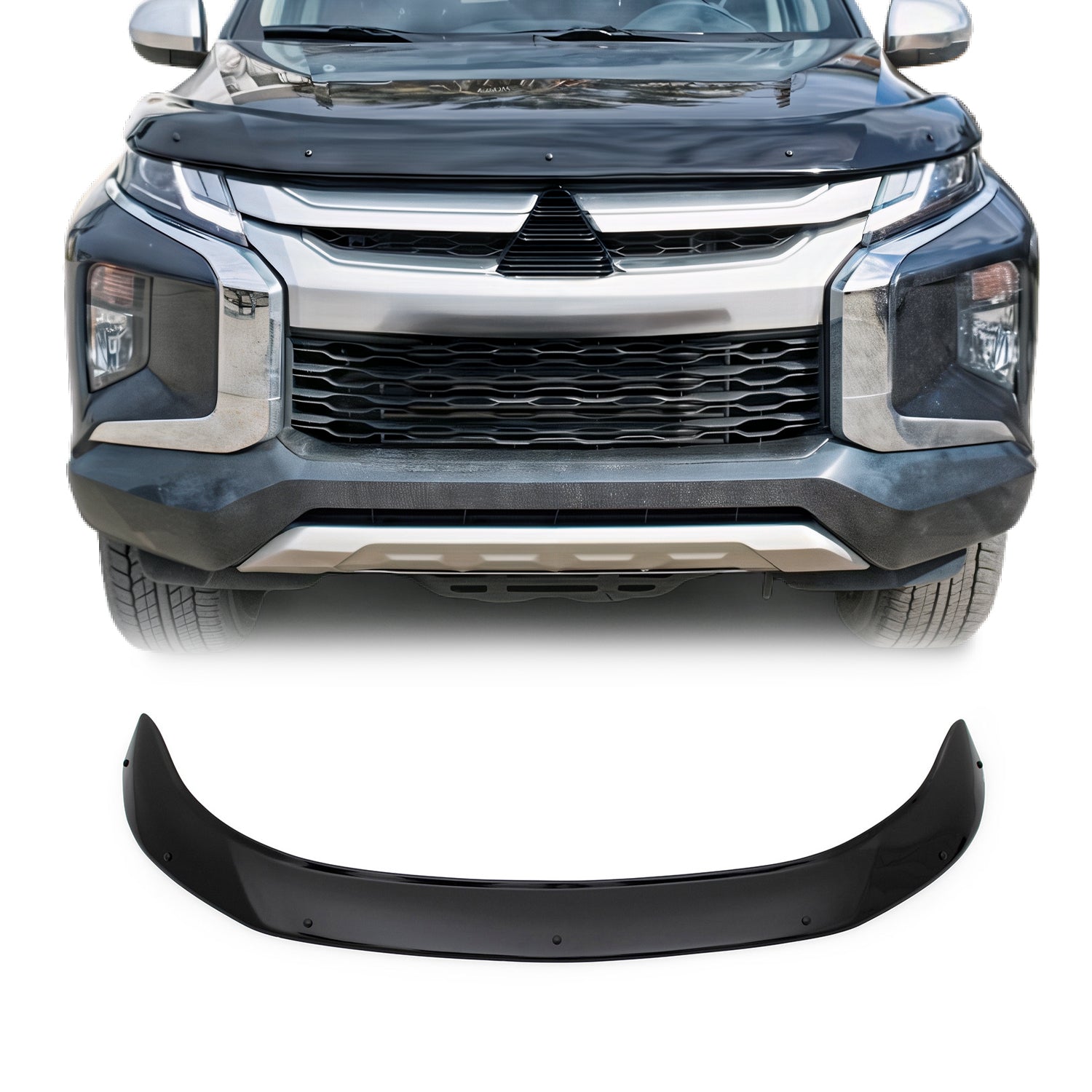Déflecteur de Capot pour Mitsubishi L200 2019-2025 en Acrylique Noir