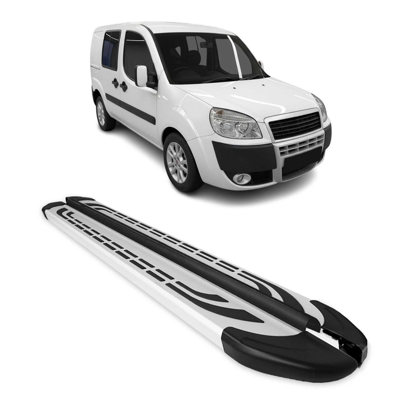 Marchepieds Latéraux pédale pour Fiat Doblo 2000-2010 L1 Aluminium Gris 2Pcs