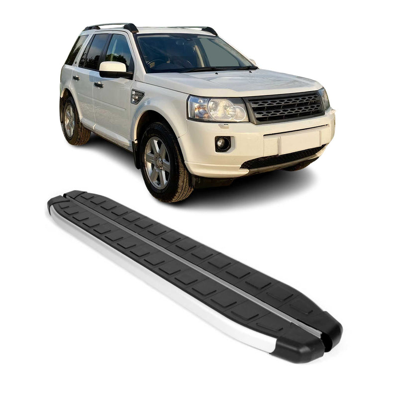 Marchepieds Latéraux pour Land Rover Freelander 2006-2014 Alu Noir Gris 2Pcs
