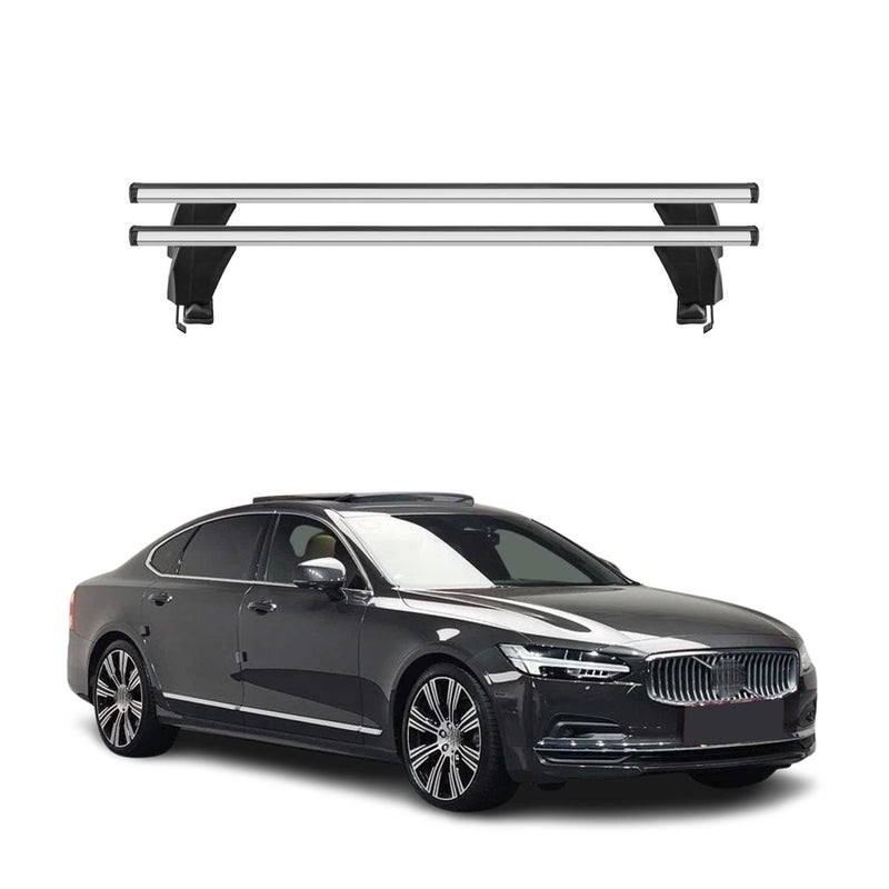 Menabo Barres de toit Transversales pour Volvo S90 2016-2025 Alu Gris ABE 2x