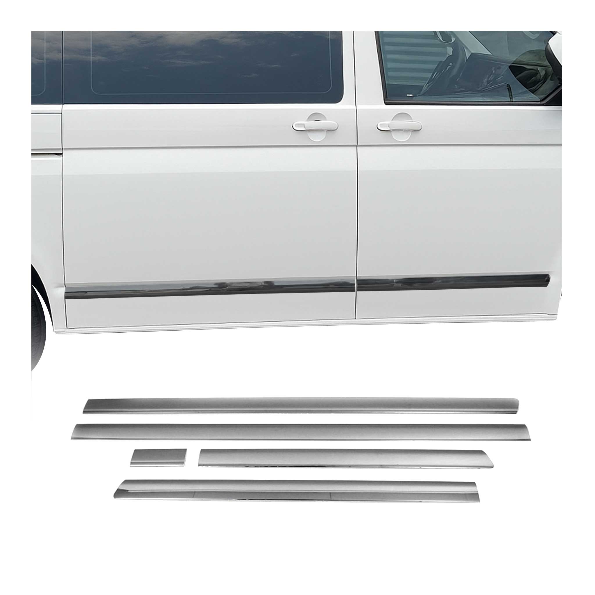 Garniture Baguette de porte latérale pour VW Transporter T5 T6 inox Foncé L1-LHD