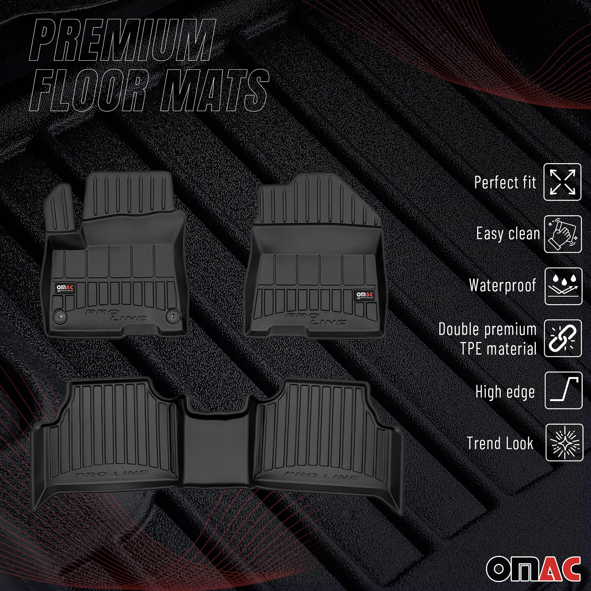 Tapis de Sol pour Hyundai Kona Electric mk1 2018-2023 TPE Noir