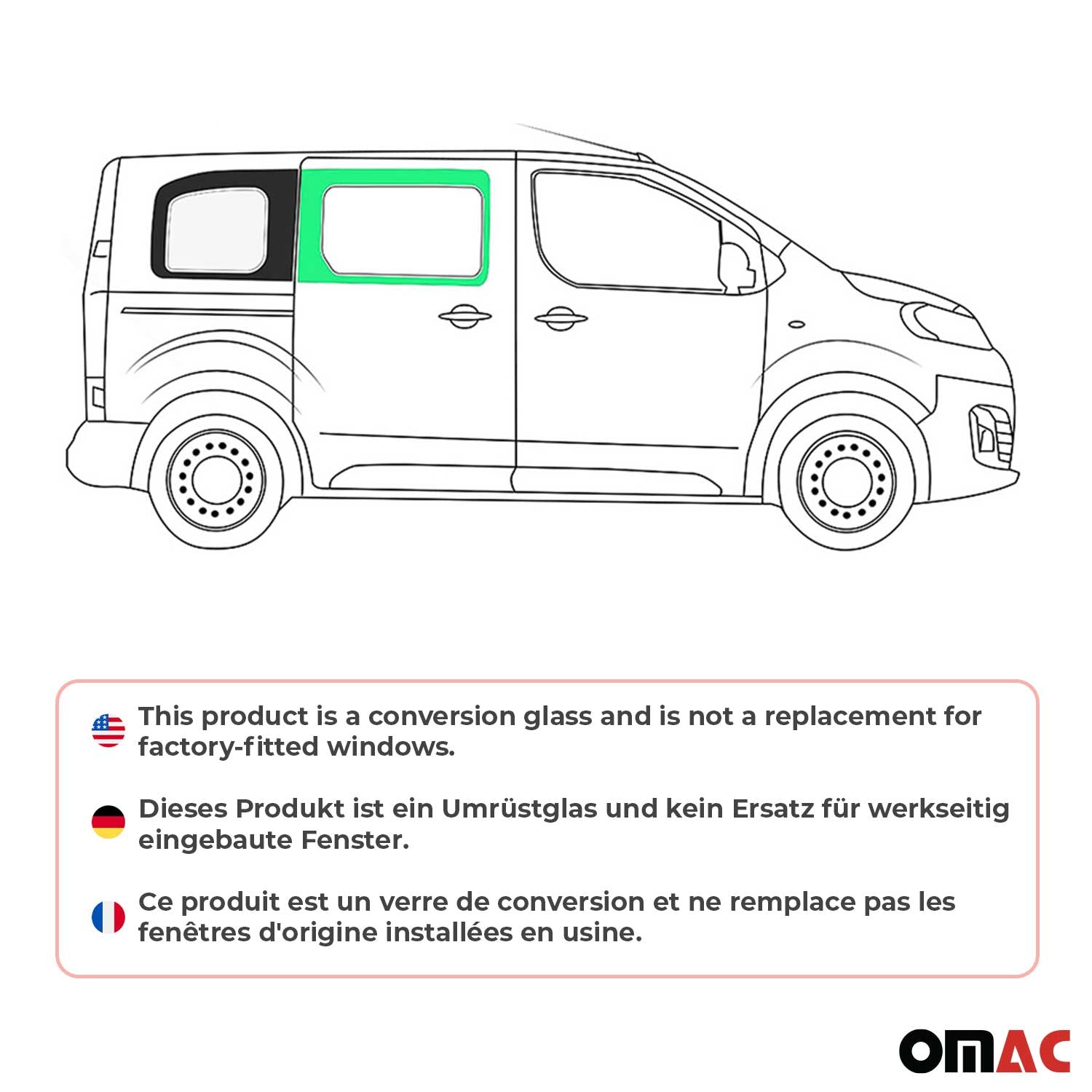 Vitre de Porte pour Opel Vivaro 2019-2024 L1 Avant Droit Verre fixe