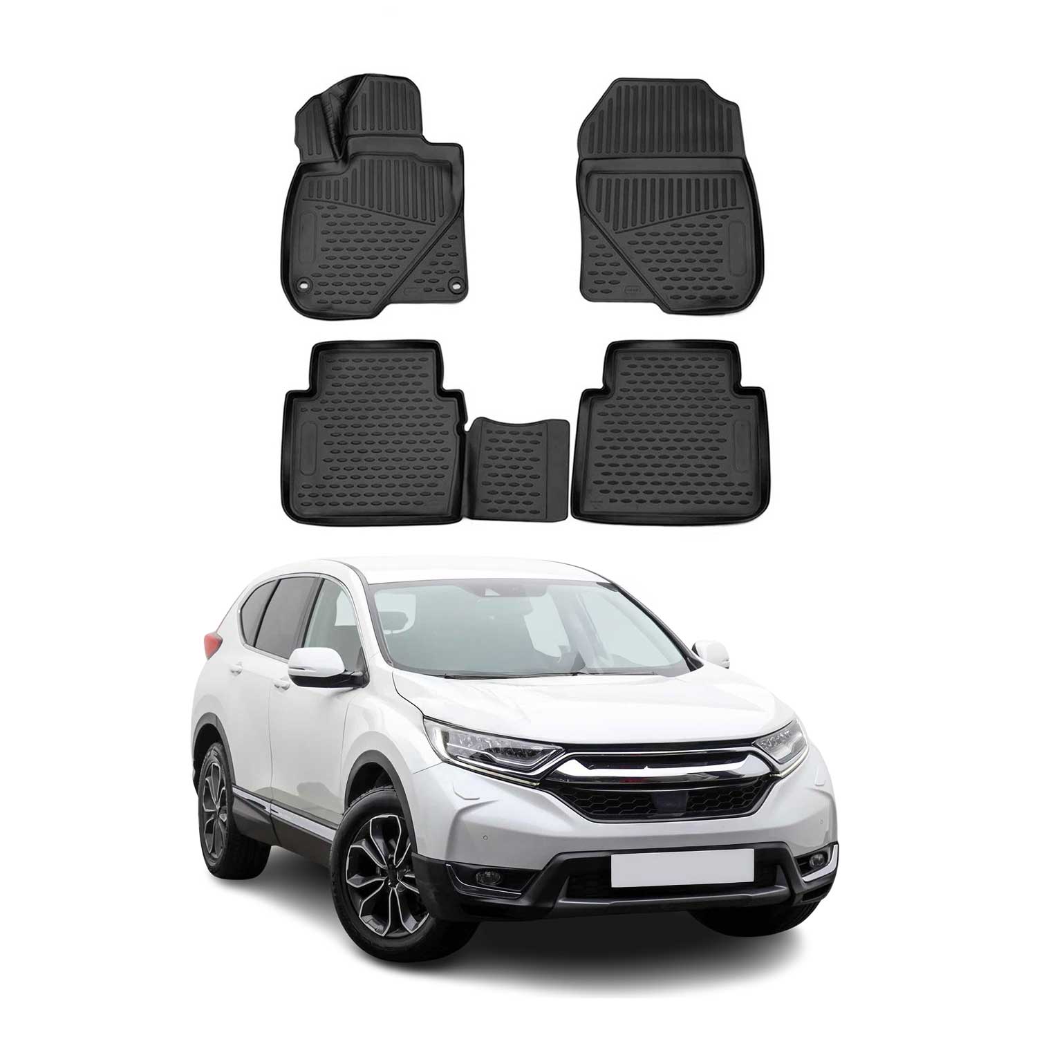 OMAC Tapis de sol pour Honda CR-V 2018-2022 en caoutchouc Noir