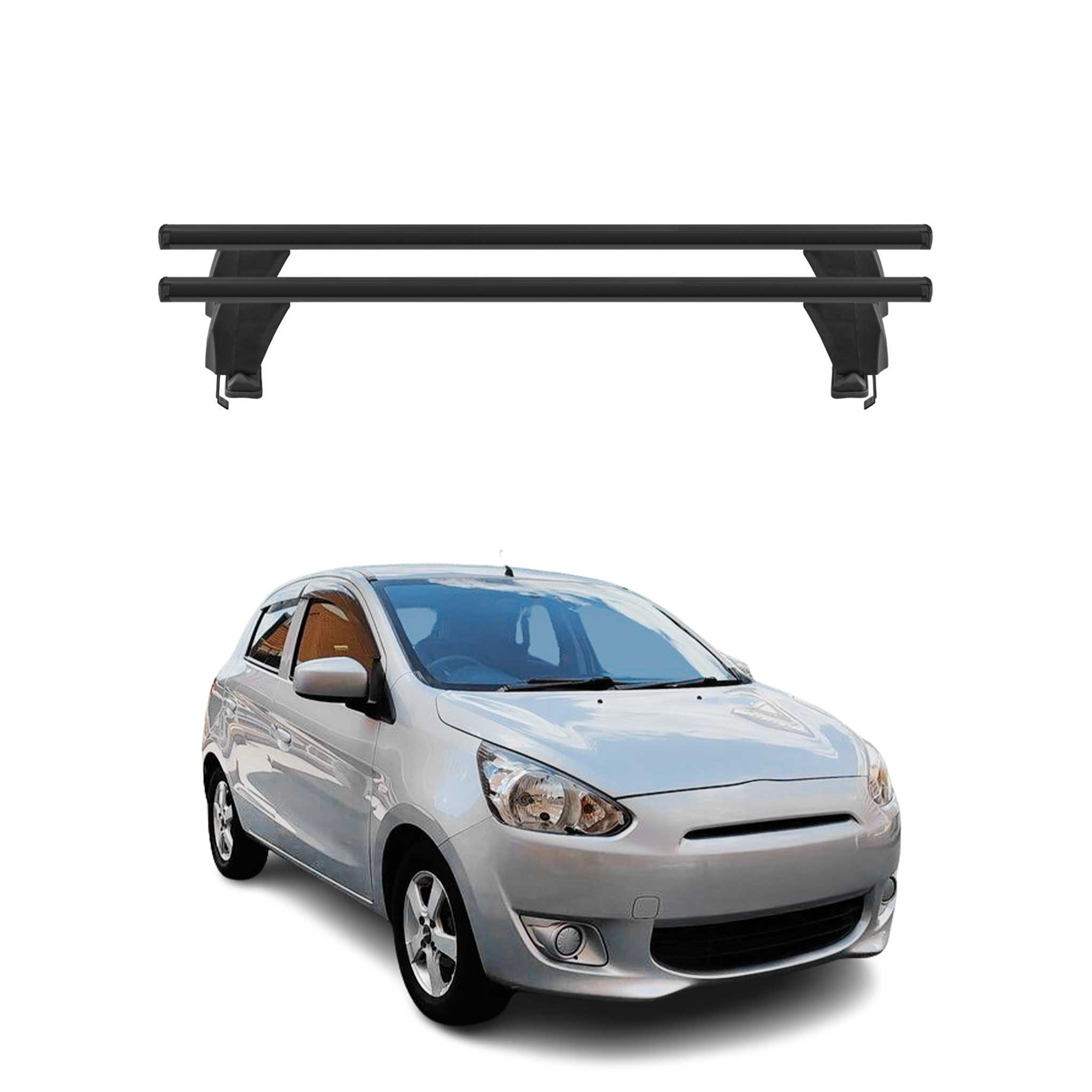 Barres de toit Transversales pour Mitsubishi Mirage HB 2012-2016 Alu Noir 2x