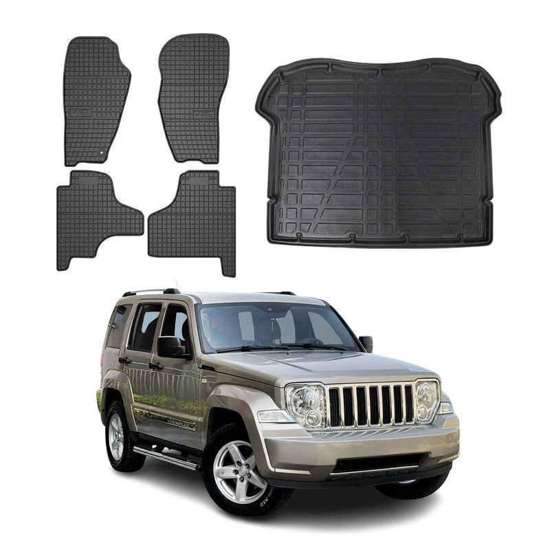 Kit Tapis de sol et coffre pour Jeep Cherokee 2007-2013 TPE Noir