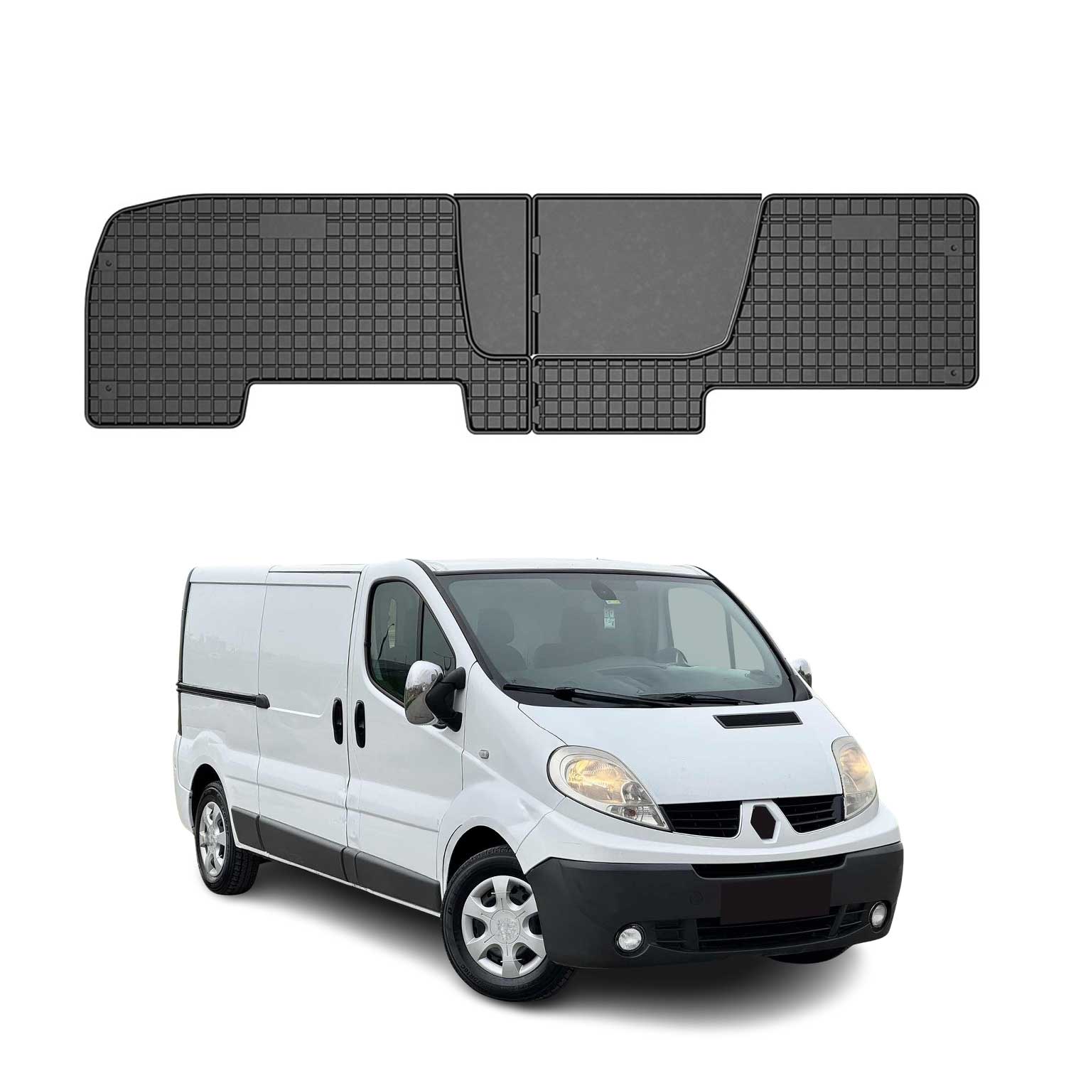 Tapis de Sol pour Renault Trafic 2001-2014 2ème rangée en Caoutchouc Noir