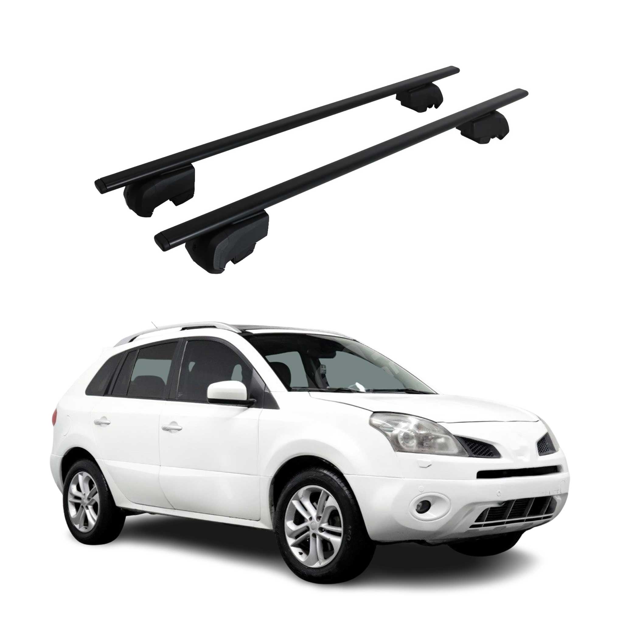 Barres de toit Transversales pour Renault Koleos I 2011-2015 Facelift Fer Noir