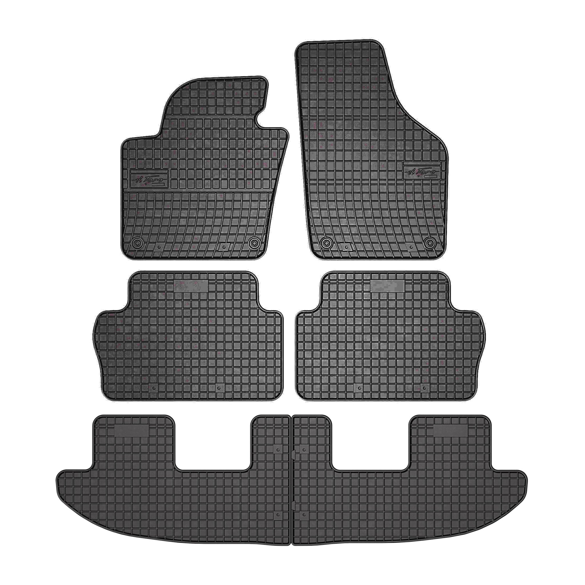OMAC Tapis de Sol pour VW Sharan 2010-2020 3places Caoutchouc Noir