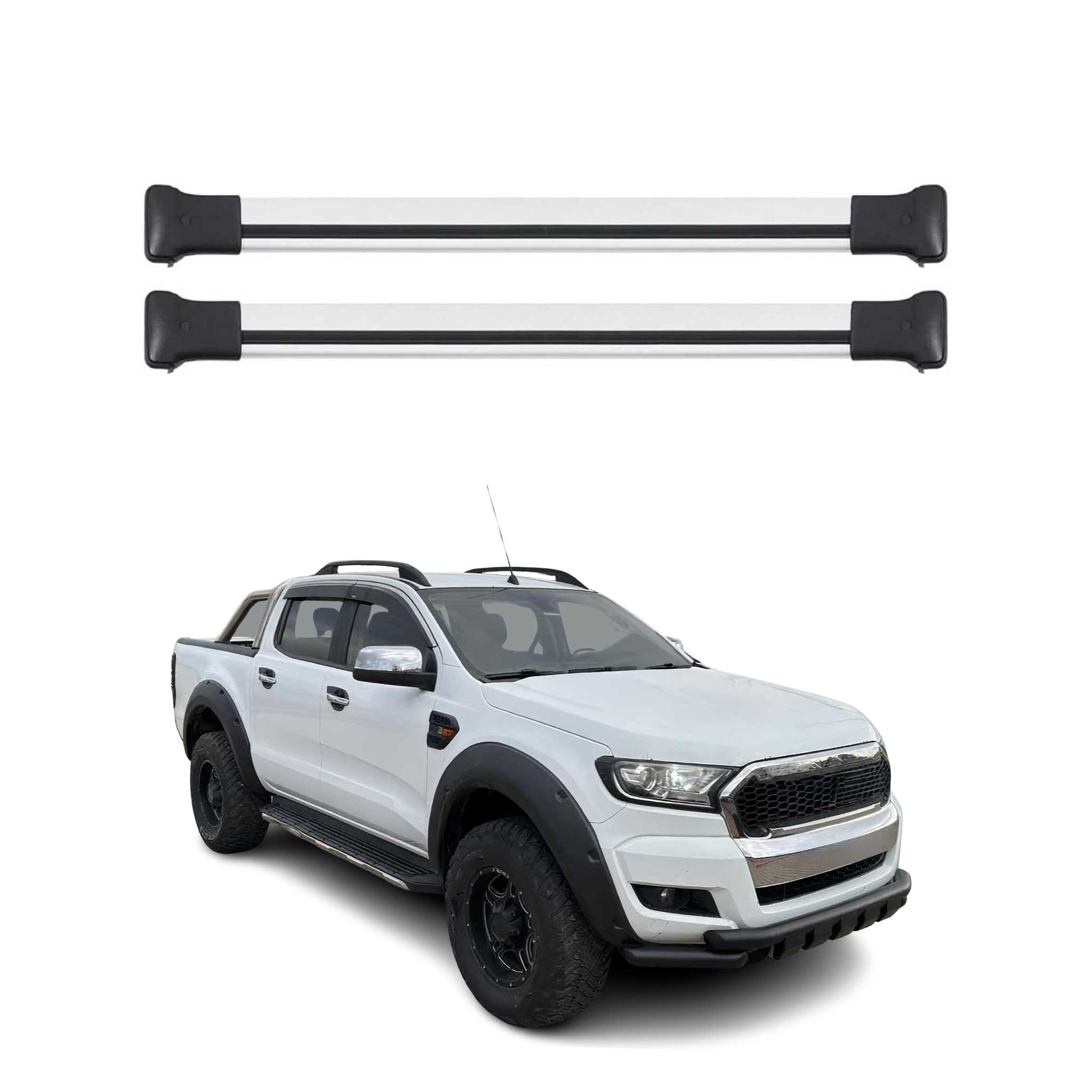 Barres de toit transversales pour Ford Ranger T6 P375 2011-2022 Aluminium Gris