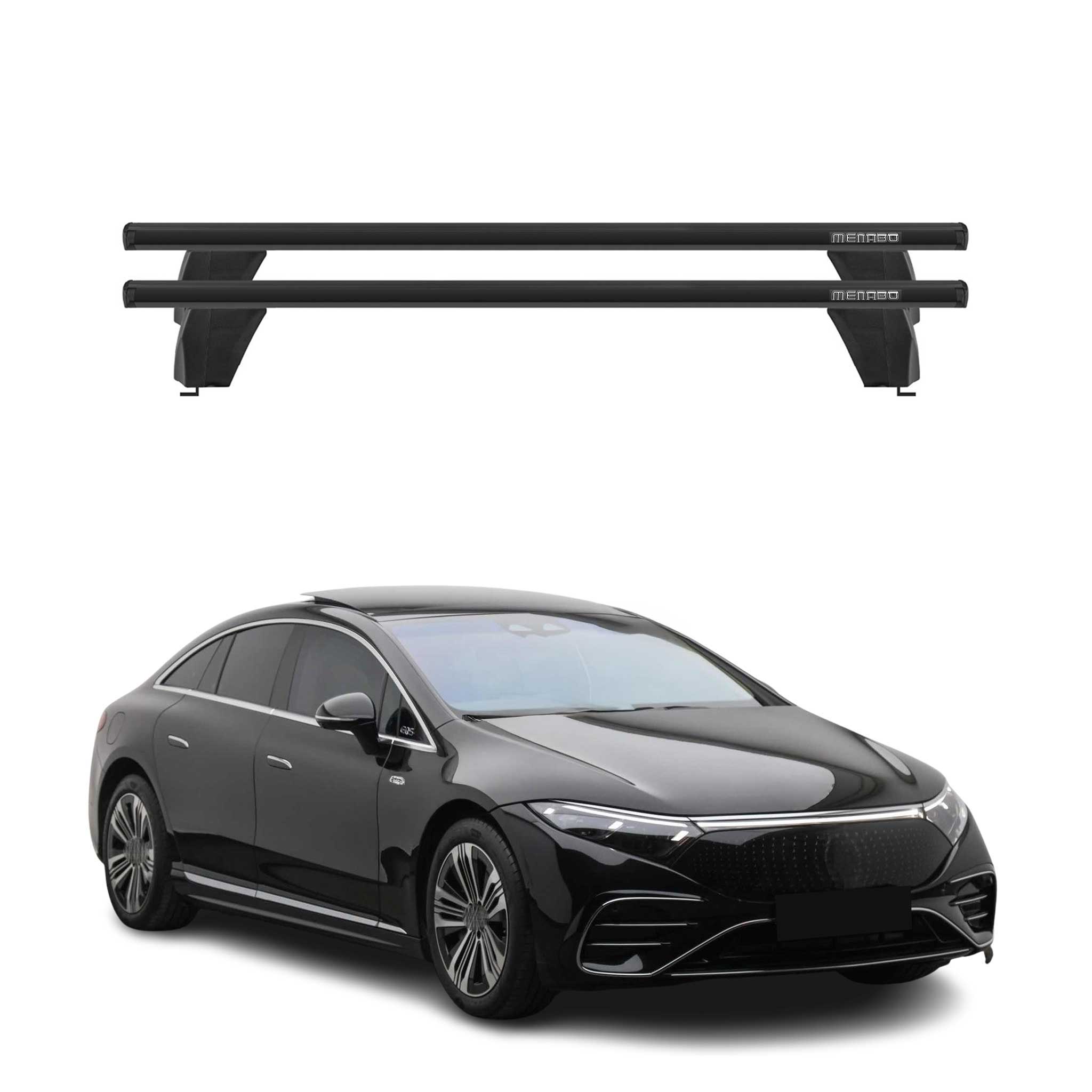 Menabo Barres De Toit Transversales pour Mercedes EQS V297 2022-2026 Noir Alu