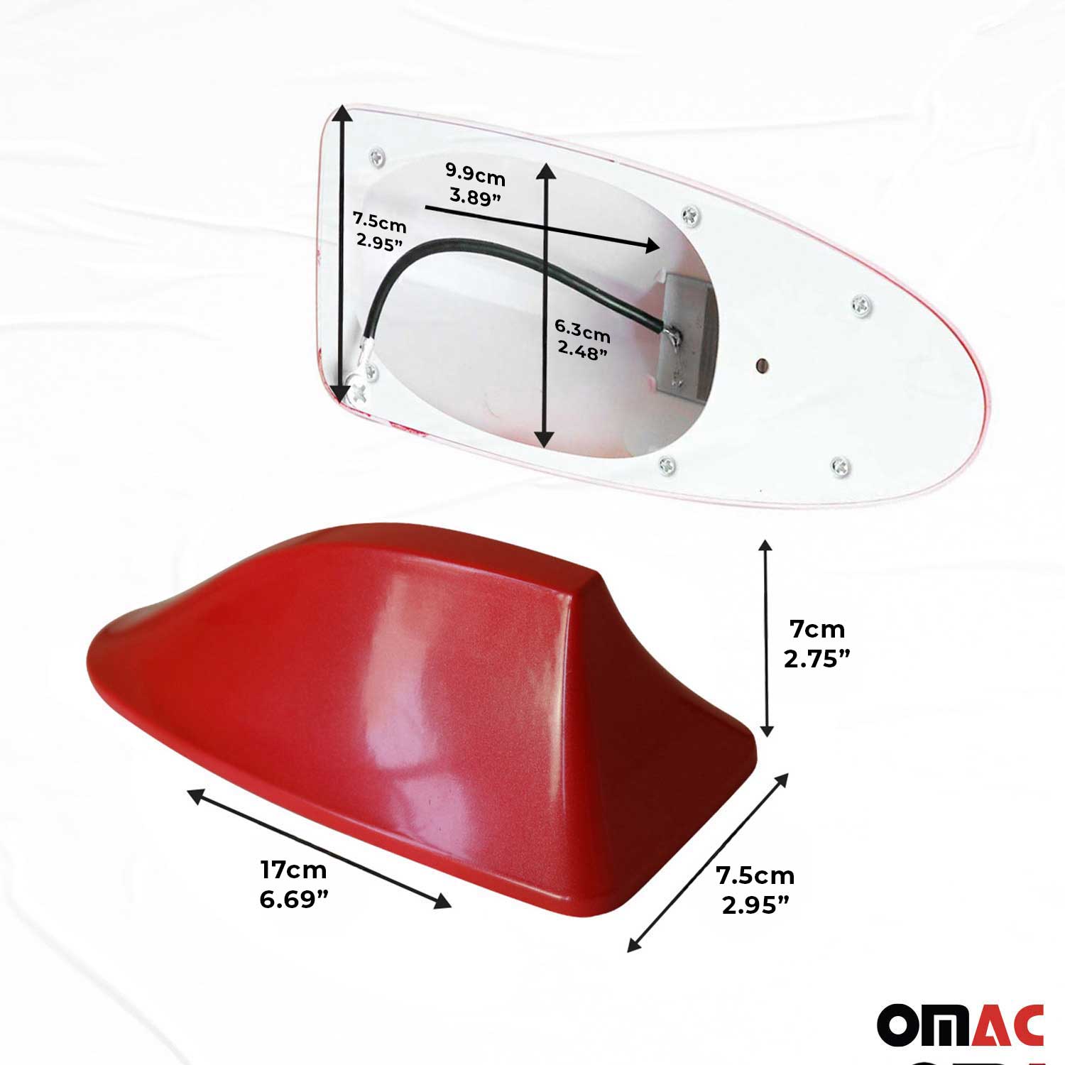 Antenne De Toit Aileron Requin pour Fiat 500 500X 500L Radio AM/FM Rouge