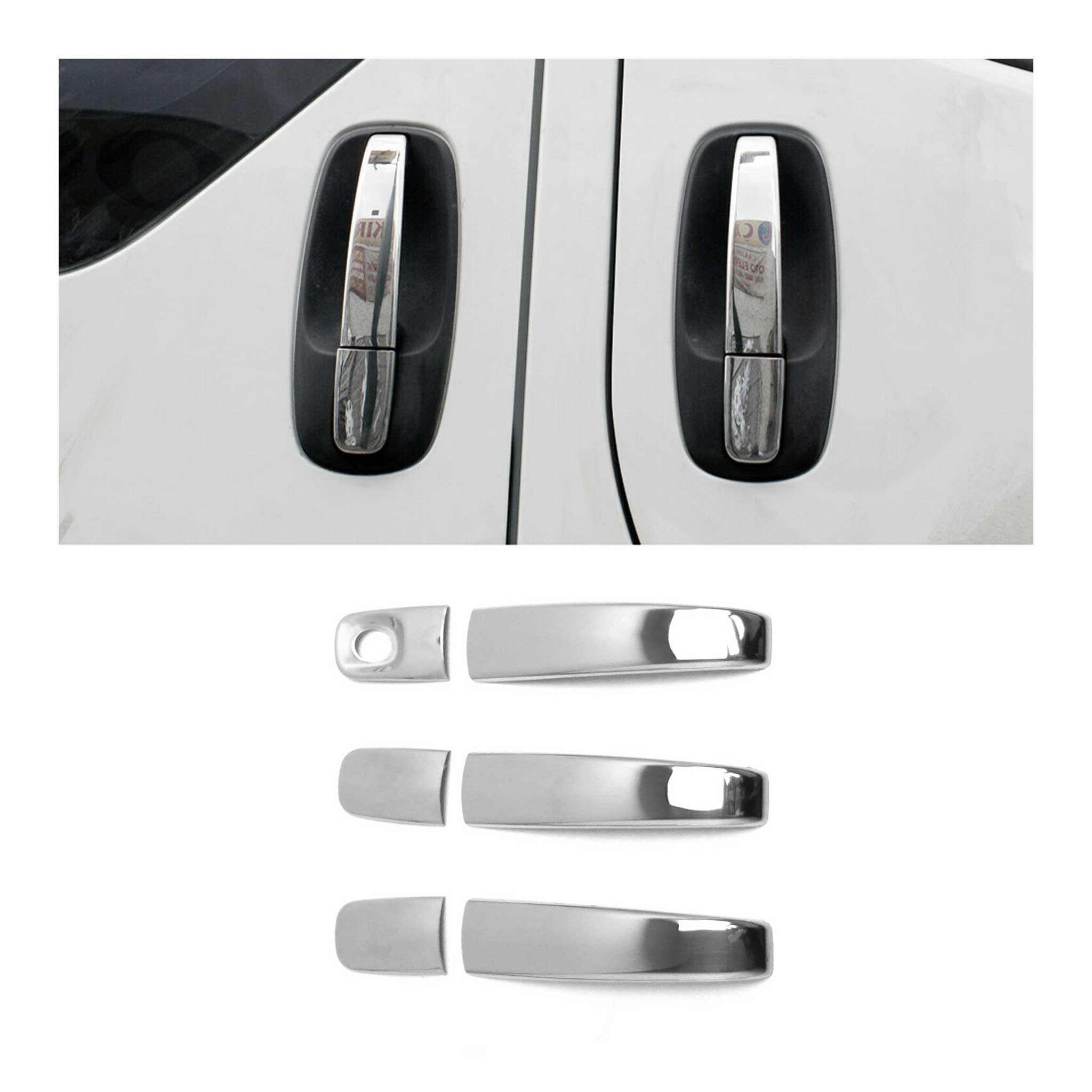 Couverture de poignée de porte pour Renault Trafic 2001-2014 en Acier chromé