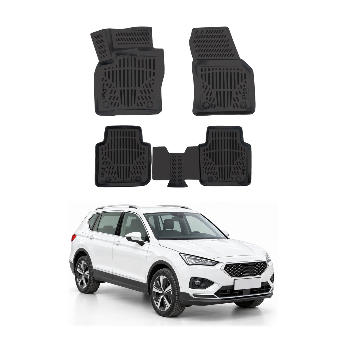 Tapis de sol pour Skoda Kodiaq 2016-2023 Noir 3D en Caoutchouc TPE 4Pcs