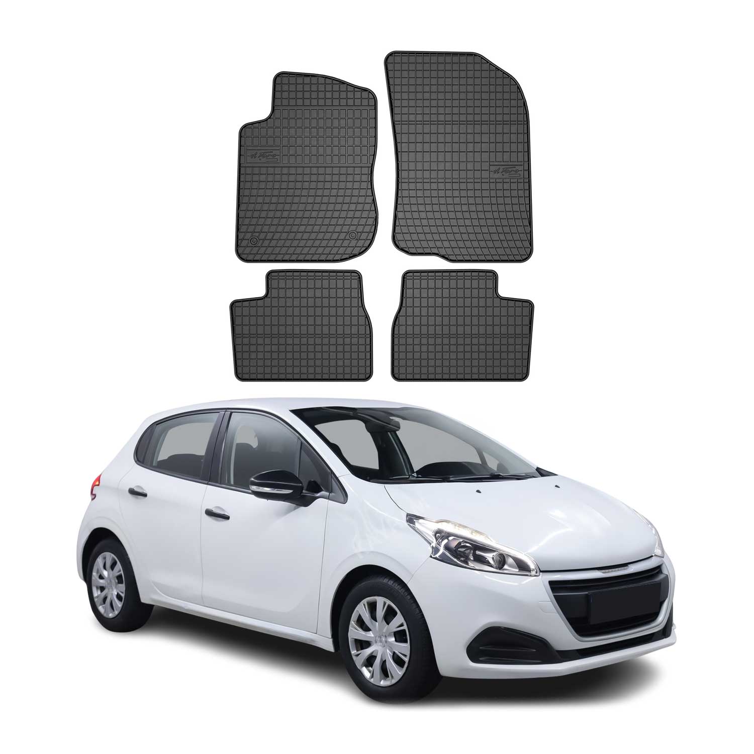 Tapis de Sol pour Peugeot 208 2012-2019 Caoutchouc Noir