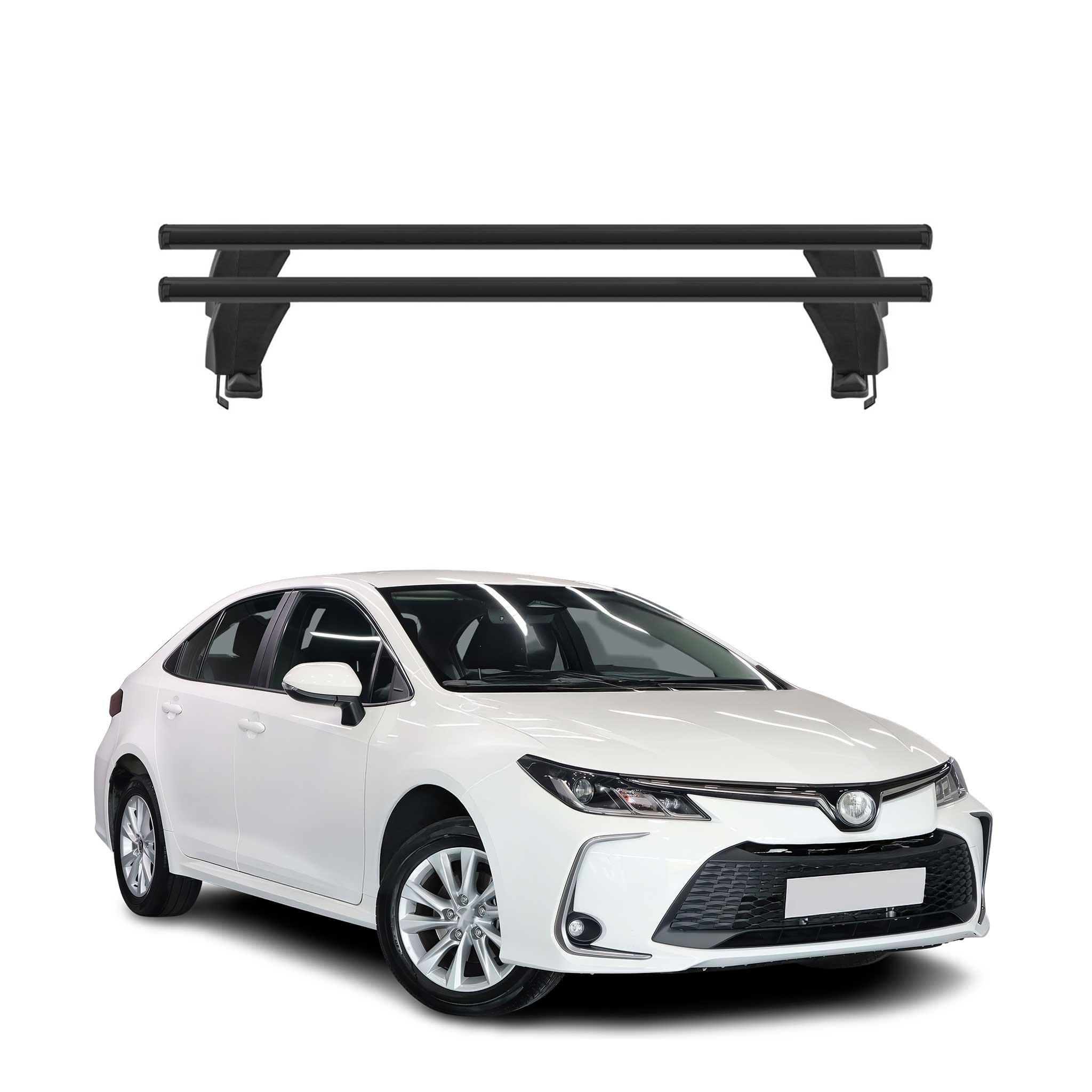 Menabo Barres de toit Transversales pour Toyota Corolla Berline 2019-2025 Noir