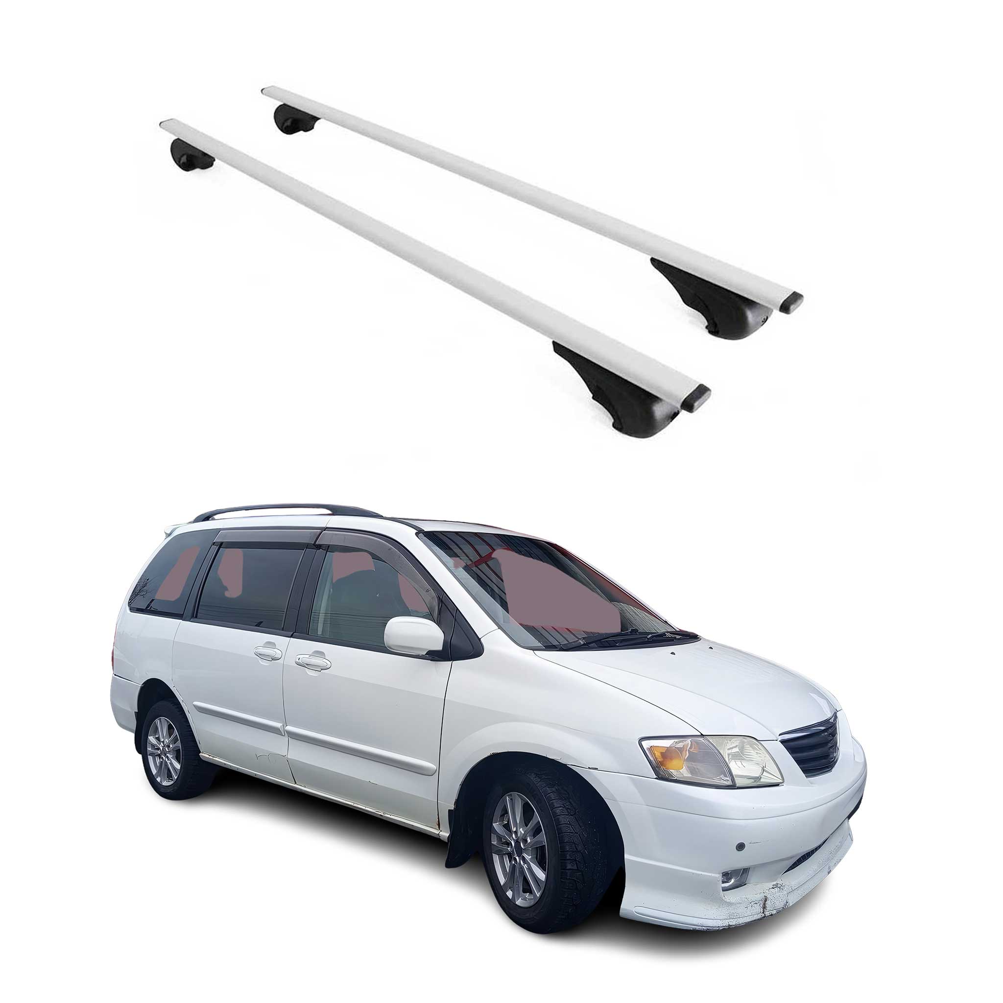 Barres de toit Transversales pour Mazda MPV 1999-2006 Fer Argent
