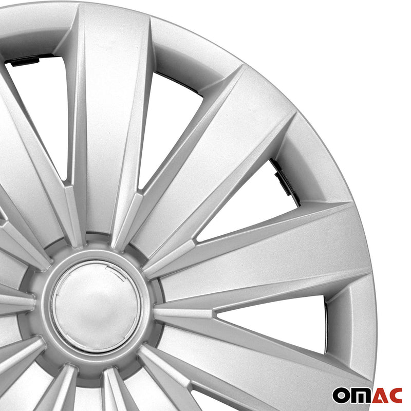 Jeu Enjoliveurs de Roue pour Renault Clio 4Pcs 15 Pouces Gris