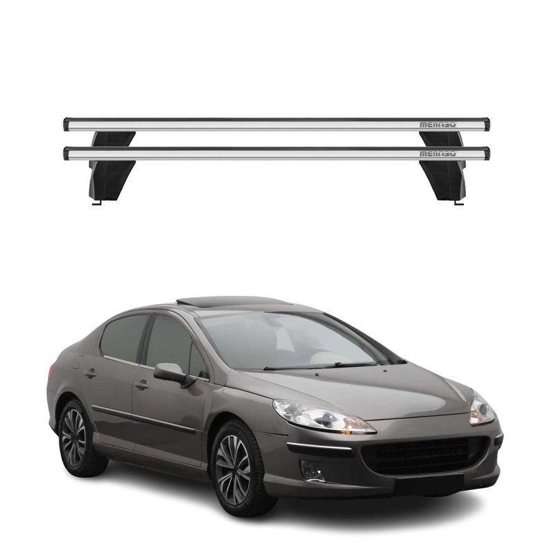 Menabo Barres de toit Transversales pour Peugeot 407 2004-2012 Alu Gris 2x ABE